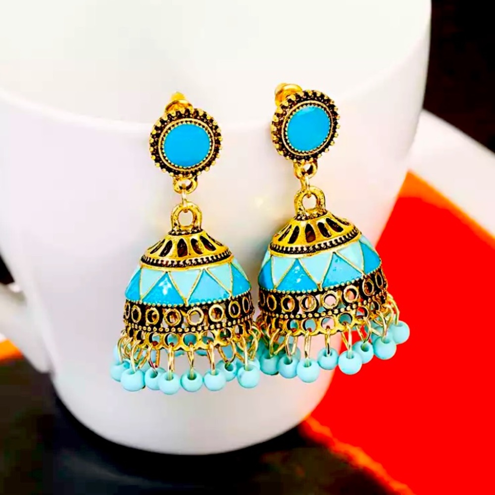 Indian Pakistani Afghani Boho vintage Ethnic Drop Earrings Jhumka 💕